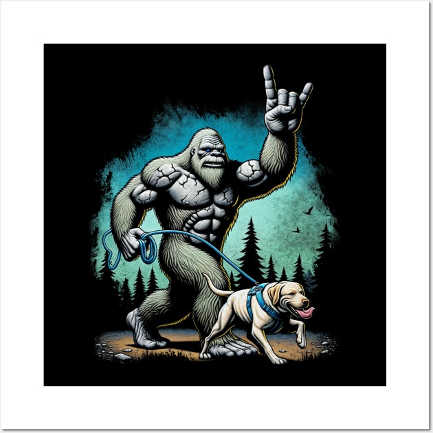 Labrador Bliss Bigfoot Walking Dog the Heart of Labrador Devotion Wall Art by Crazy Frog GREEN